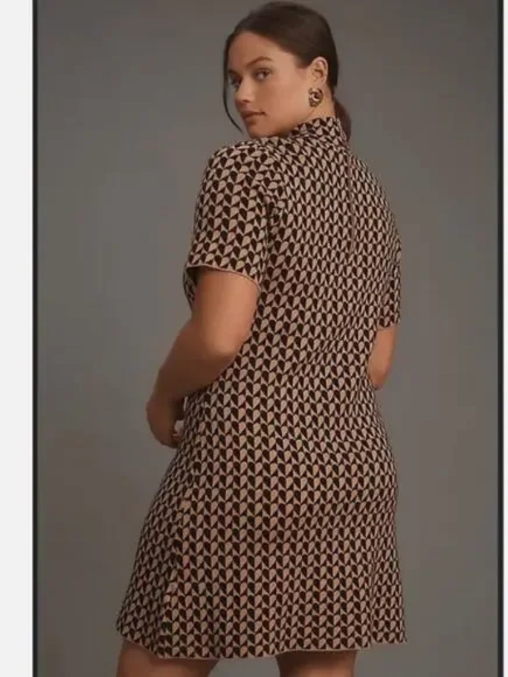 Anthropologie The Nina Short-Sleeve Mock-Neck Mini Dress Size Medium Petite NEW - Picture 8 of 10